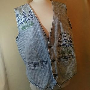 Unleaded painted light-blue denim vest-sz XL
